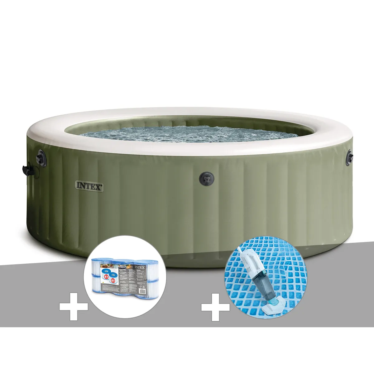 Kit spa gonflable Intex PureSpa rond Bulles 4 places + 6 filtres + Aspirateur - vue 3