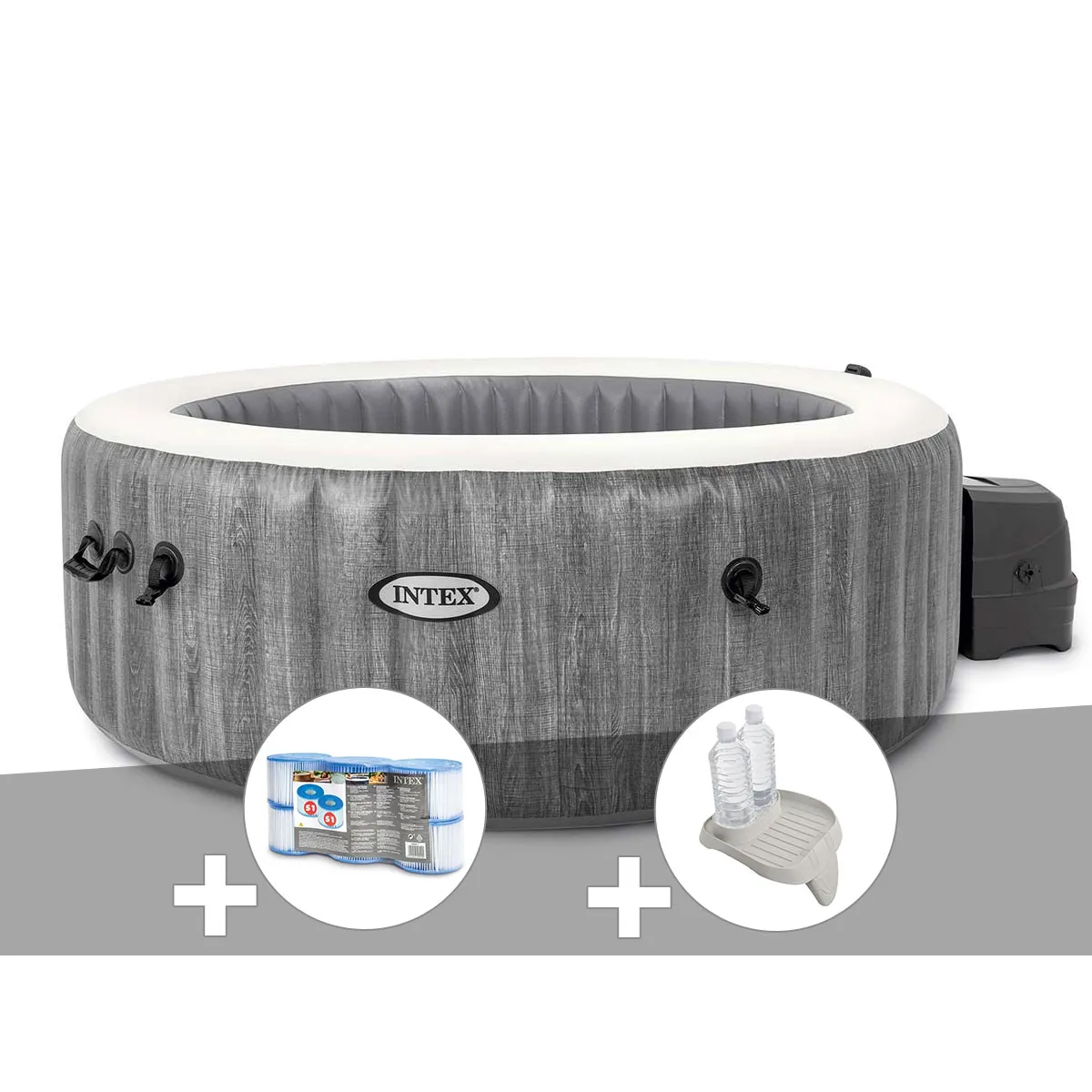 Kit spa gonflable Intex PureSpa Baltik rond Bulles 6 places + 6 filtres + Porteverre - vue 2