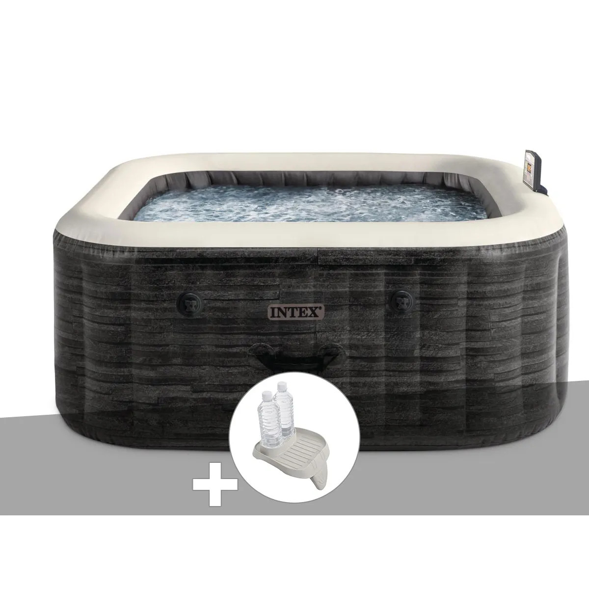 Kit spa gonflable Intex PureSpa carré Bulles 4 places + Porteverre - vue 2