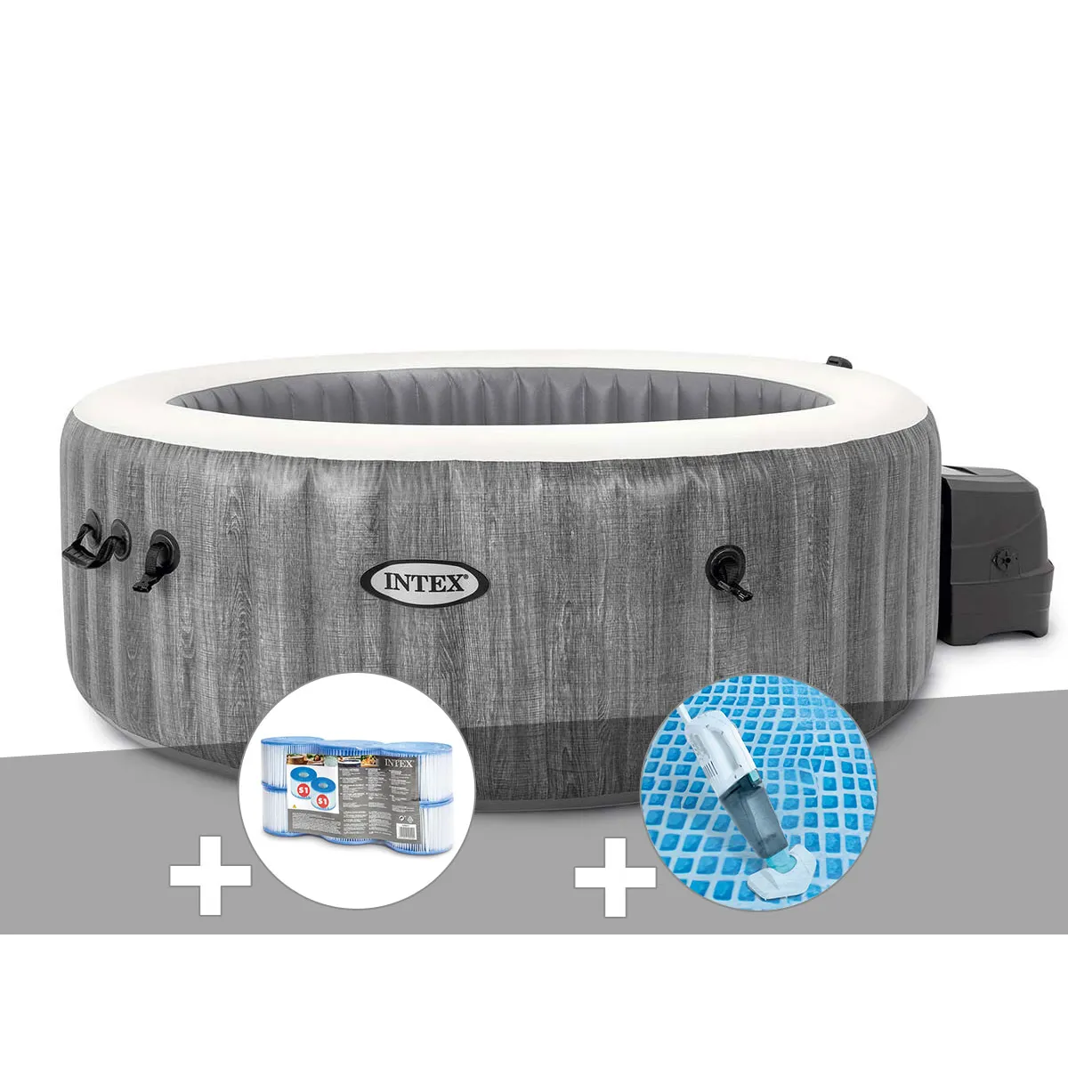 Kit spa gonflable Intex PureSpa Baltik rond Bulles 6 places + 6 filtres + Aspirateur - vue 2