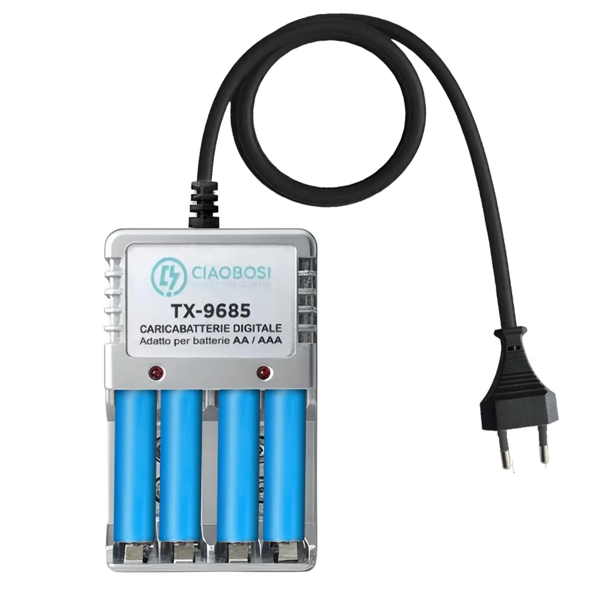 AVIZAR  Chargeur de Piles Num&eacute;rique AA et AAA 4 Canaux Prise 220V AC 150mA Gris