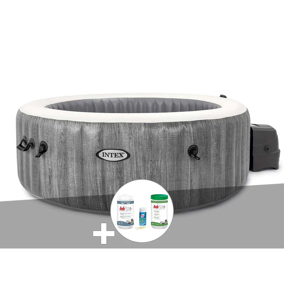 Kit spa gonflable Intex PureSpa Baltik rond Bulles 4 places + Kit de traitement brome - vue 2