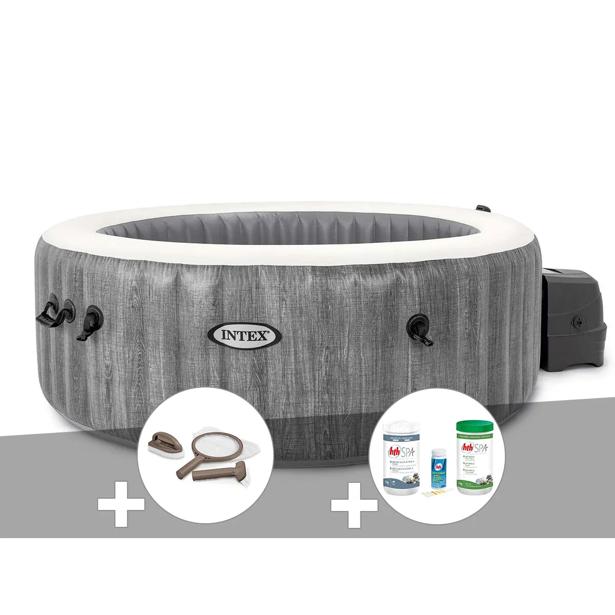 Kit spa gonflable Intex PureSpa Baltik rond Bulles 4 places + Kit d'entretien + Kit de traitement brome - vue 2