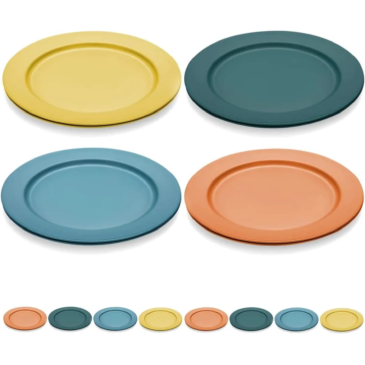 Com-four® Lot De 4 Assiettes En Plastique Pastel - Réutilisables, Incassables Et Multifonctions