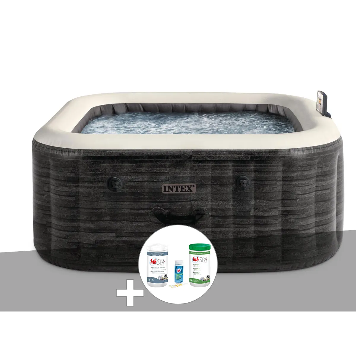 Kit spa gonflable Intex PureSpa carré Bulles 4 places + Kit de traitement brome - vue 2