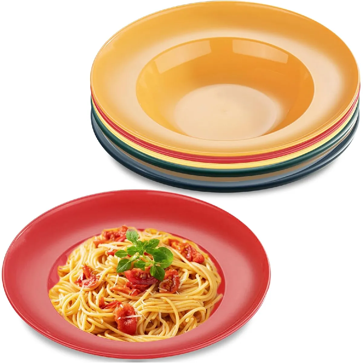Lot de 6 assiettes creuses en plastique 23?cm