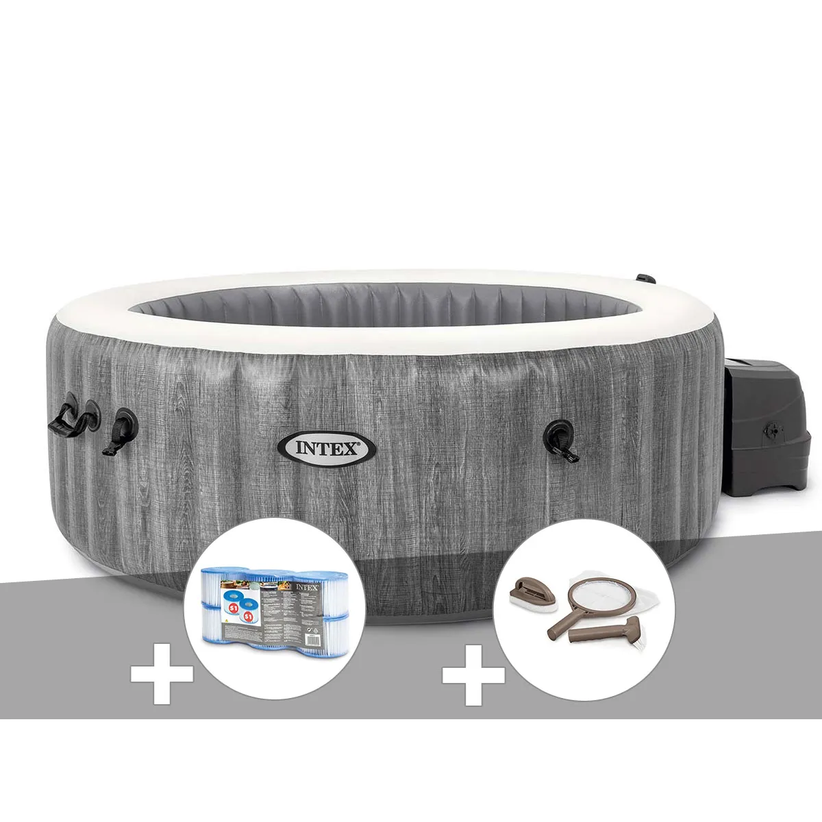 Kit spa gonflable Intex PureSpa Baltik rond Bulles 4 places + 6 filtres + Kit d'entretien - vue 2