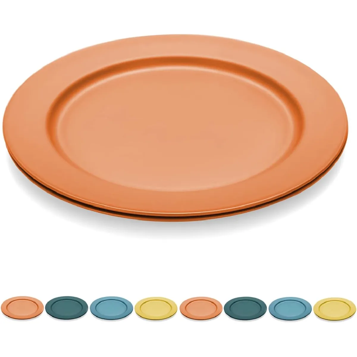Ensemble 8 assiettes incassables en plastique orange