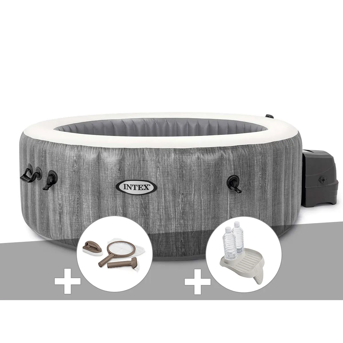 Kit spa gonflable Intex PureSpa Baltik rond Bulles 4 places + Kit d'entretien + Porteverre - vue 2