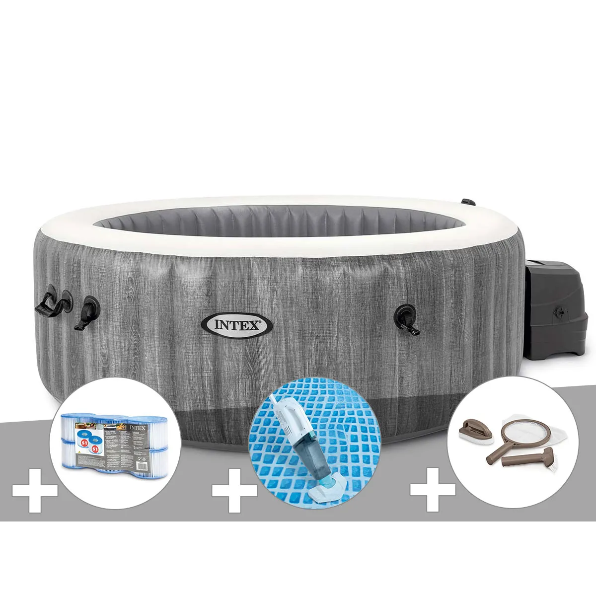 Kit spa gonflable Intex PureSpa Baltik rond Bulles 6 places + 6 filtres + Aspirateur + Kit d'entretien - vue 2