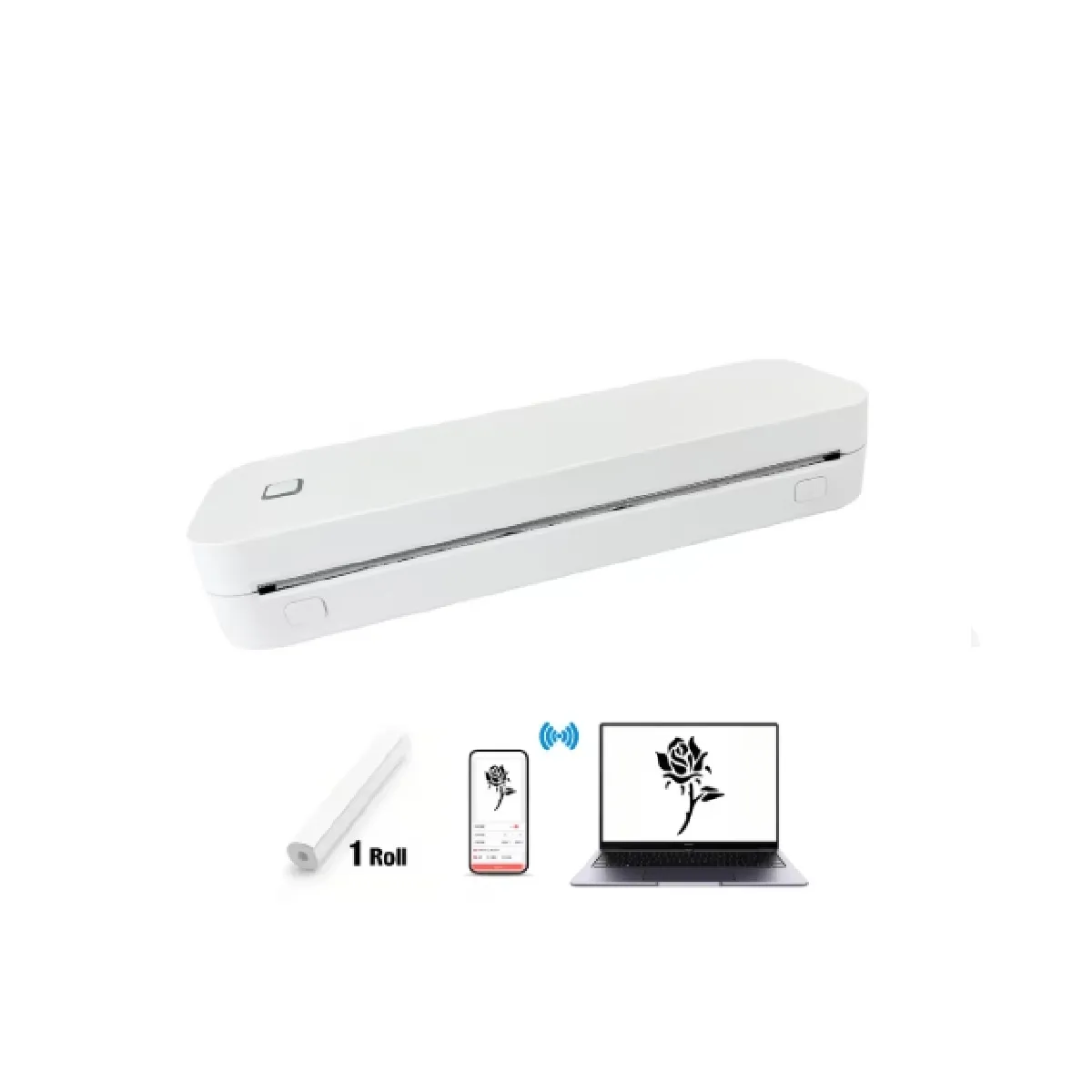 GENERIQUE Imprimante Thermique A4 Portable Imprimante sans Encre 304DPI Batterie 2600mAh Bluetooth/USB Blanc