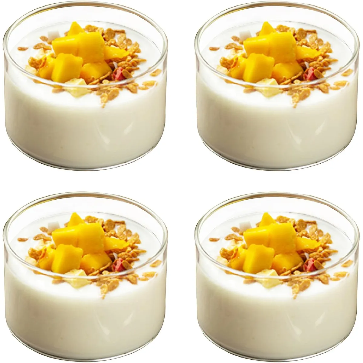 Tasses à dessert en verre borosilicate transparentes