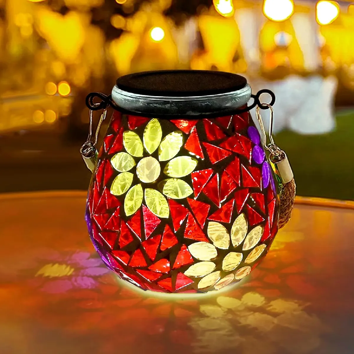 Bocaux solaires Mason Jar à motif mosaïque - vue 2