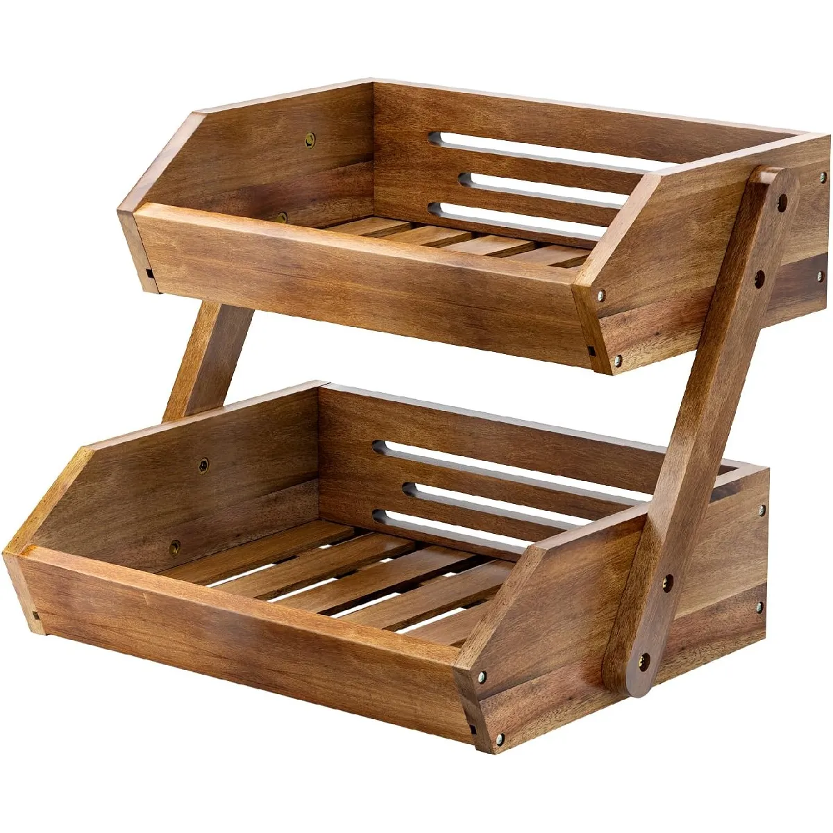 Vendos85 Corbeille À Fruits En Bois D’acacia À 2 Niveaux