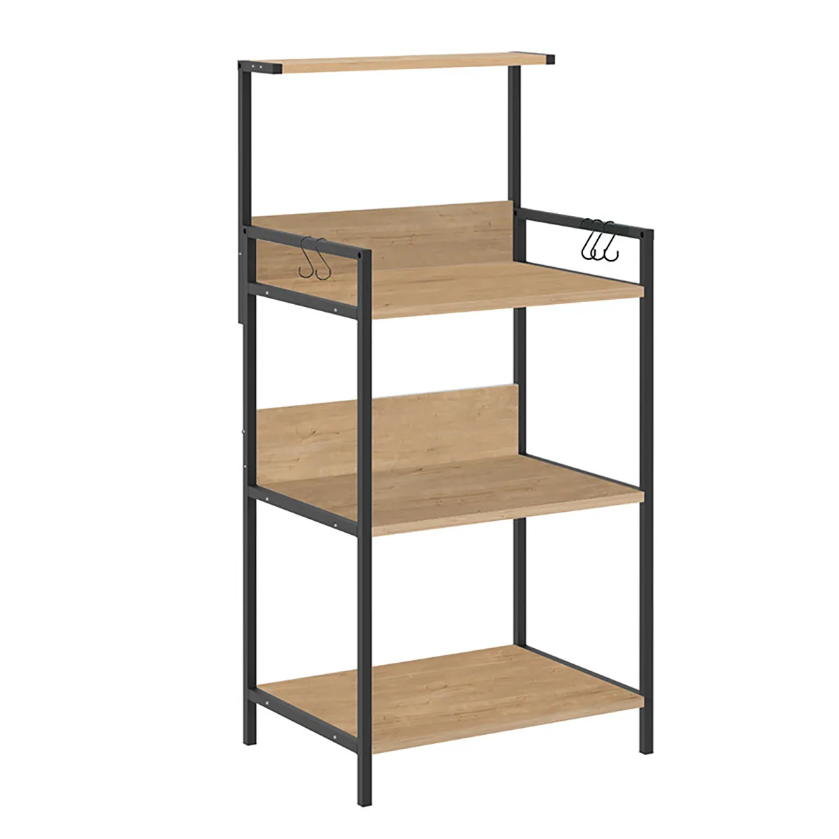 Étagère latérale Idéale comme meuble bar, coin café ou meuble micro-ondes coloris Chêne - Longueur 63 x Hauteur 130 x Profondeur 48 cm