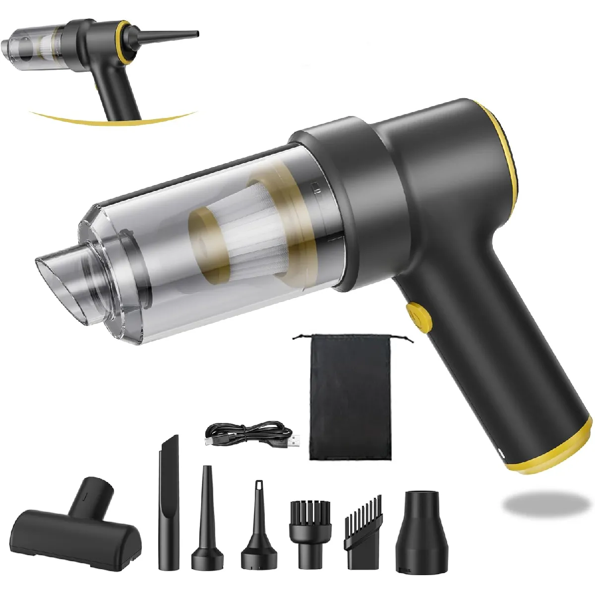 Aspirateur Portable 12000?Pa Double Mode HEPA USB C Neuf - vue 2