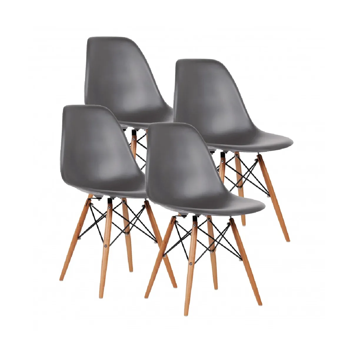 Lot de 4 Chaise coloris avec pieds couleur bois Longueur 47 x Hauteur 80 x Profondeur 43 cm - vue 2