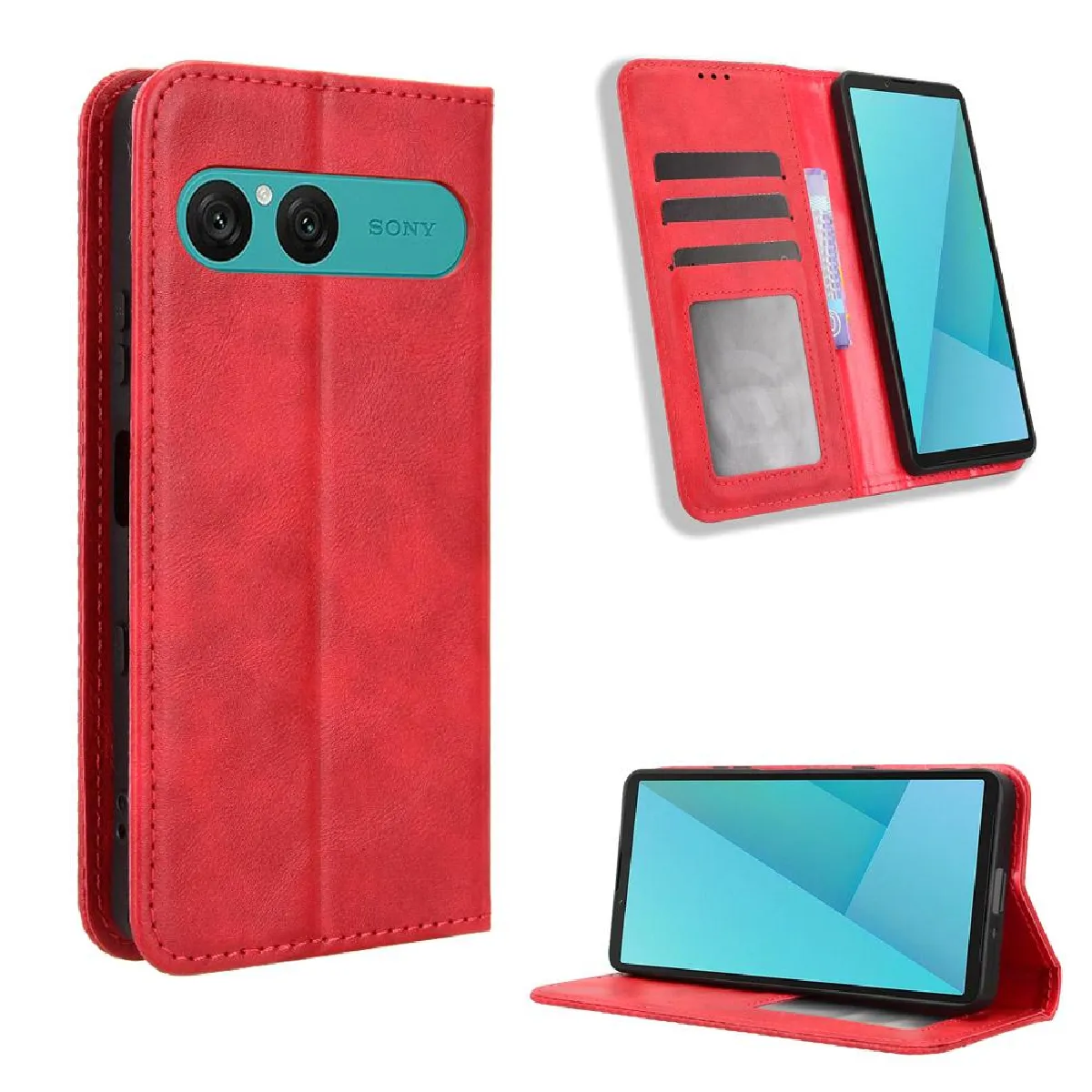 Étui en cuir Sony Xperia 10 VII - Rouge