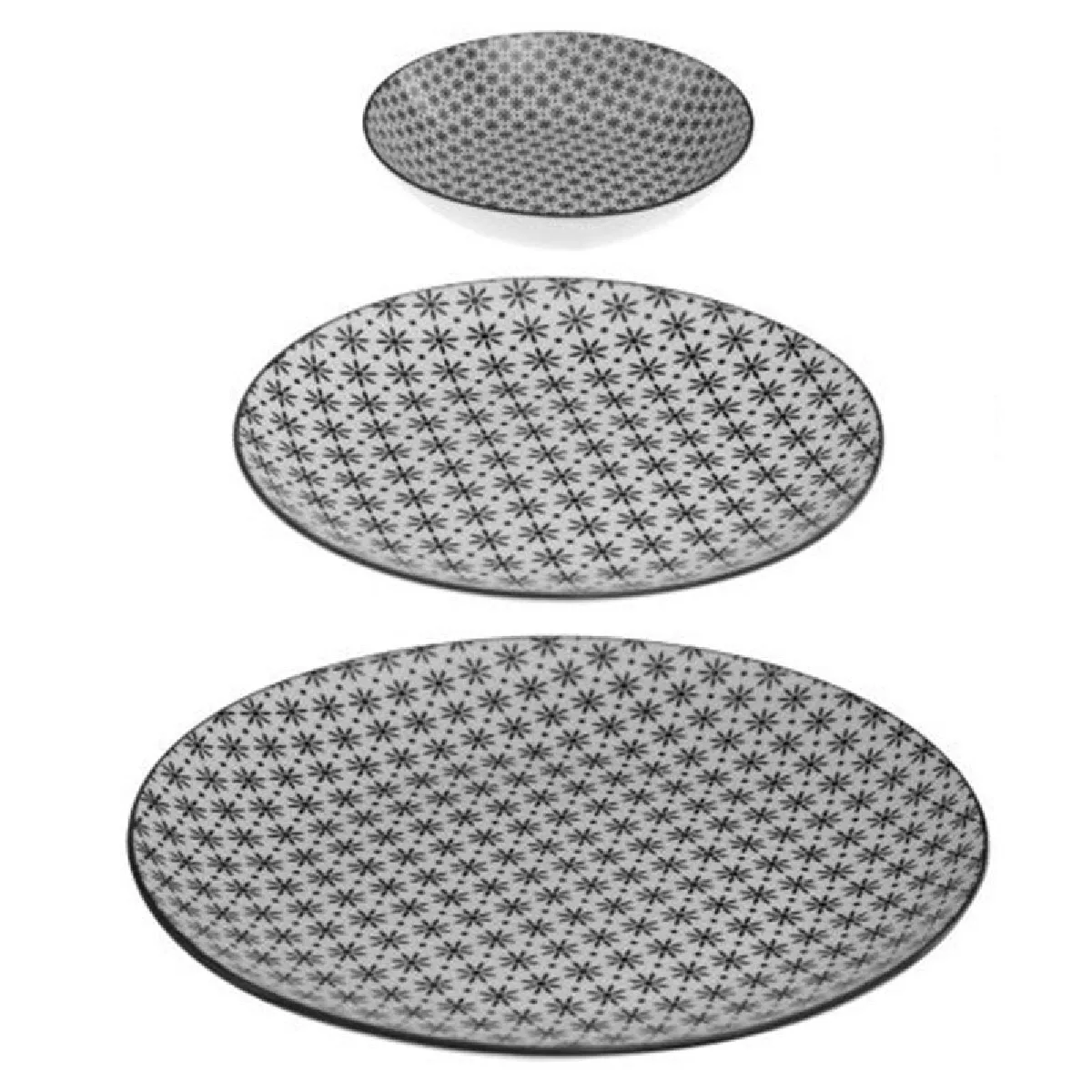 Service de vaisselle 18 pièces BOHEMIA Noir / Blanc