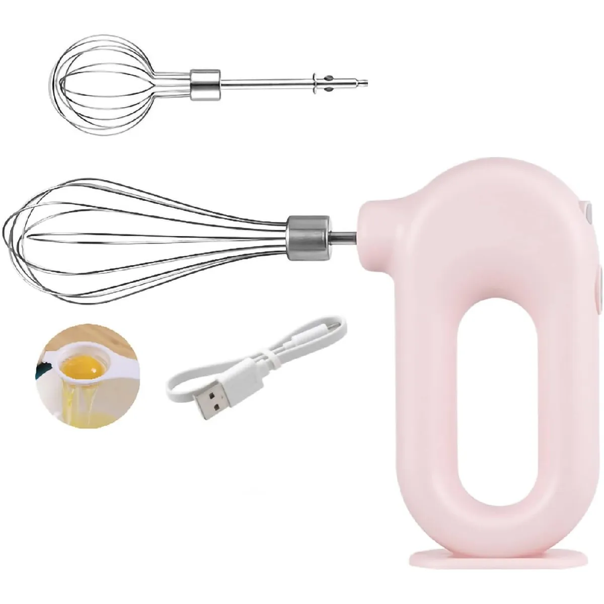 VENDOS85 Batteur &Eacute;lectrique Rose 400W avec 5 Vitesses et Turbo
