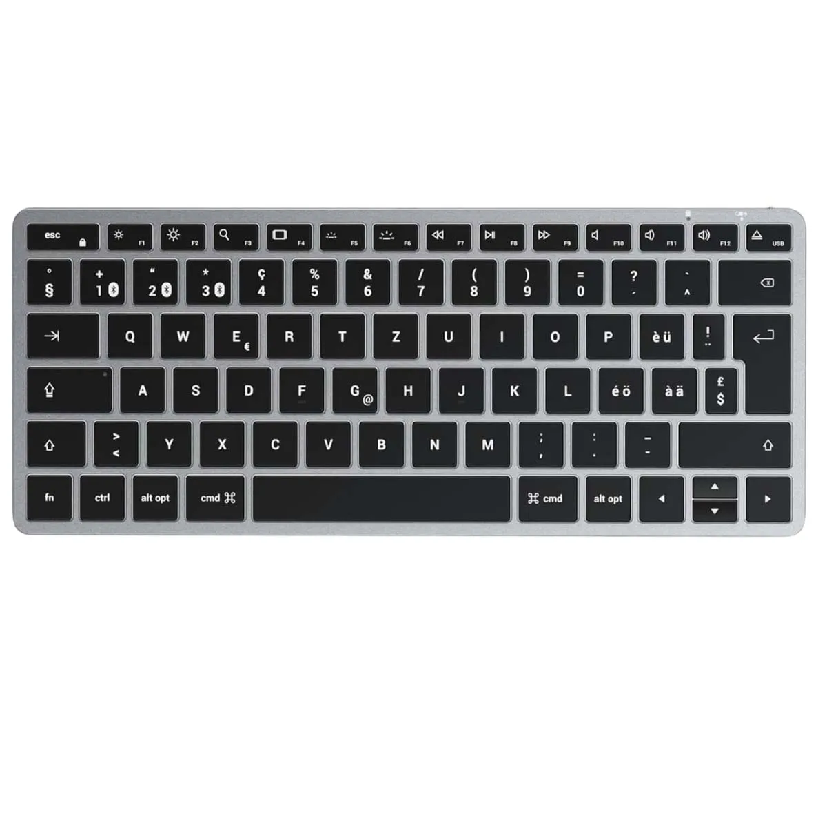 Non Communiqué Clair/Gris Clavier Rétroéé Espagnol Bluetooth Compact Slim X1 Sans Pavé Num Satechi - Image 4