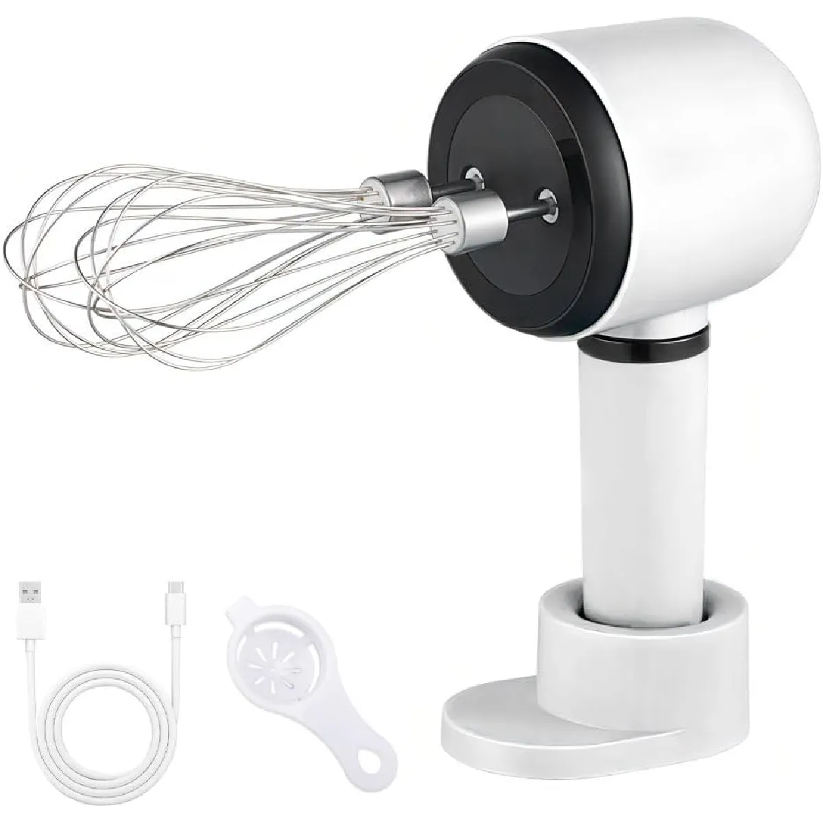 VENDOS85 Batteur &Eacute;lectrique Sans Fil 3 Vitesses blanc