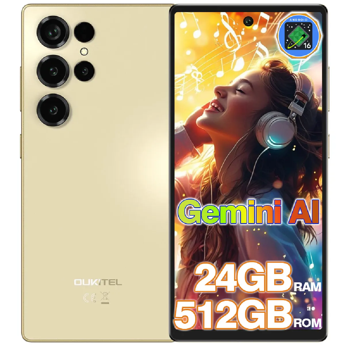 Smartphone Pas Cher OUKITEL C66 24GB+ Telephone Portable 6 73 5000mAh Smartphone Android 16 64MP Dural SIM 4GNFC - vue 7