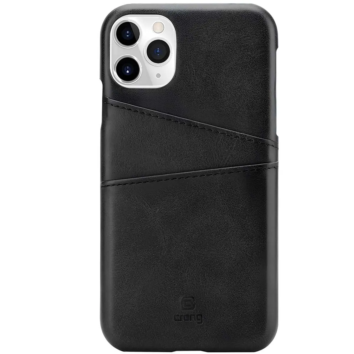 Coque Pour Iphone 11 Pro Avec 2 Porte-cartes Compatible Qi En Cuir &Eacute;cologique Noir Crong