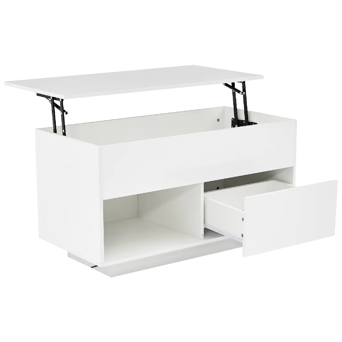 Comparer les prix de Table Basse en panneau de particules avec plateau relevable 100x50x55 cm, Blanc