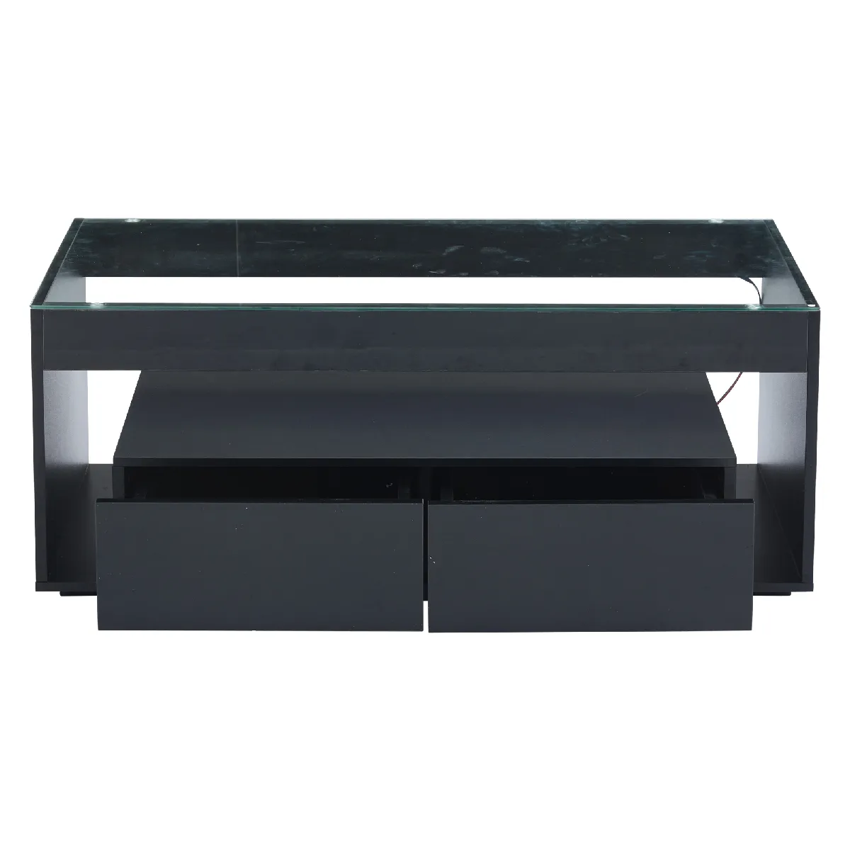 Meilleurs prix pour Table Basse LED Moderne 16 Couleurs 2 Tiroirs 100x50x40 cm Noir