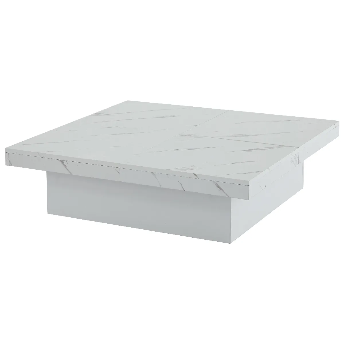 Comparer les prix de Table Basse en panneau de particules avec 4 tiroirs 90x90x25 cm, Blanc