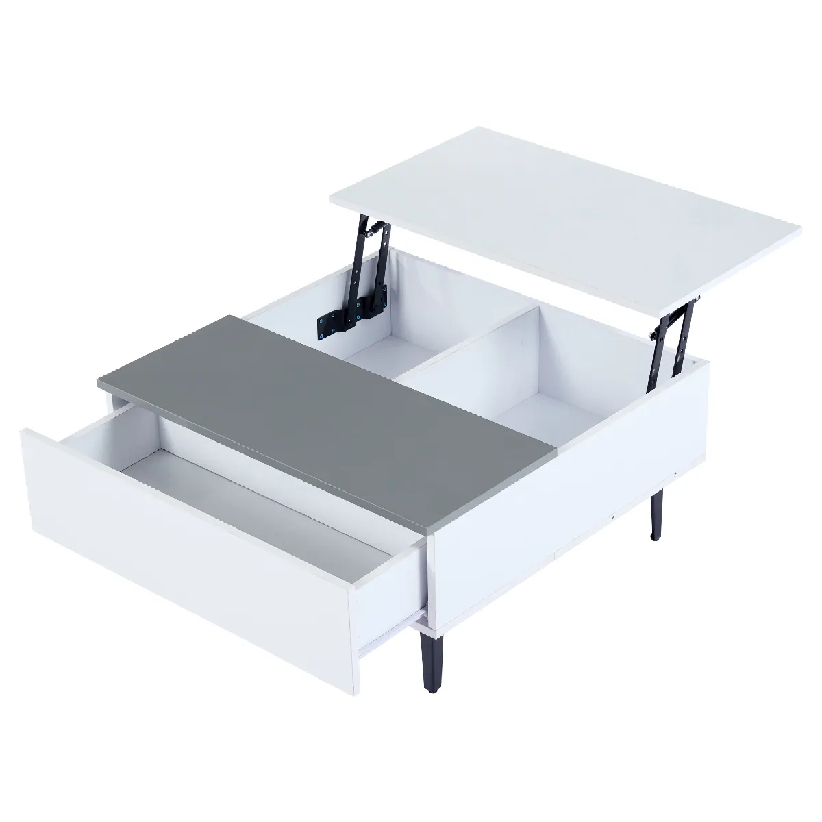 Comparer les prix de Table Basse en MDF avec plateau relevable 70x70x35 cm, Blanc
