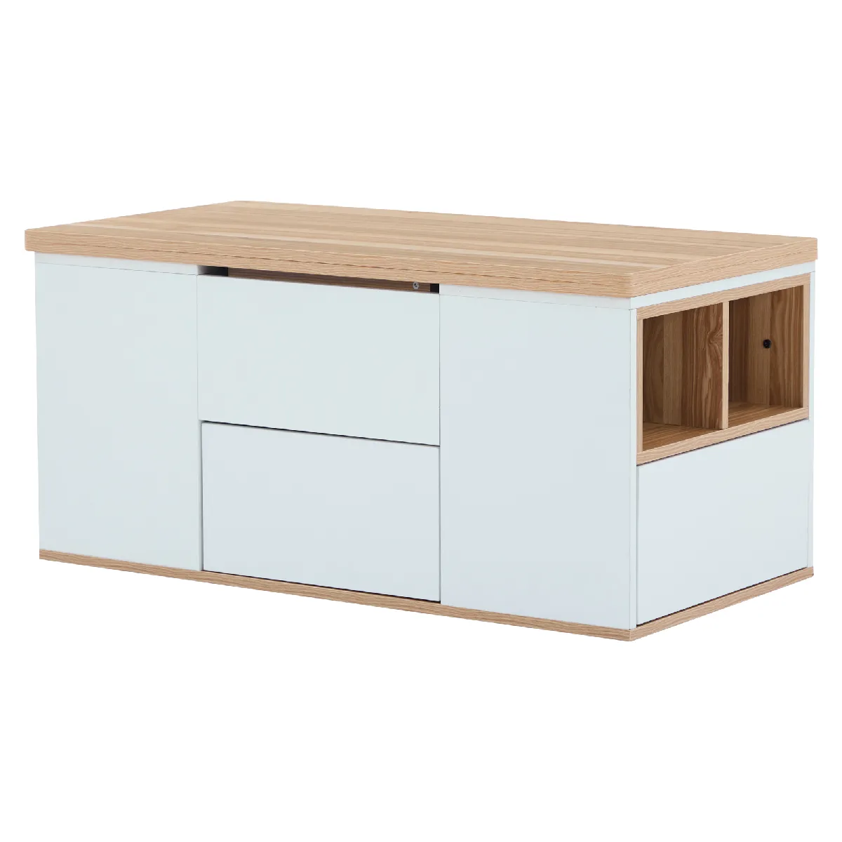 Comparer les prix de Table Basse en panneaux de particules avec plateau relevable 100x51x47 cm, Blanc