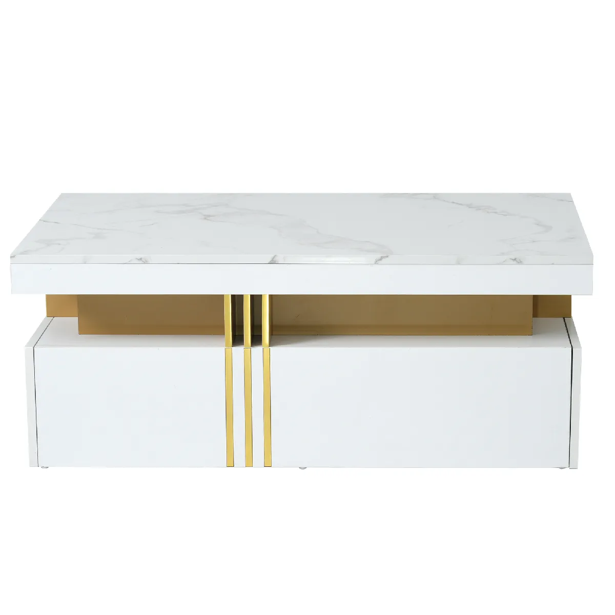 Comparer les prix de Table Basse en panneaux de particules avec 2 tiroirs 100x50x40 cm, Blanc