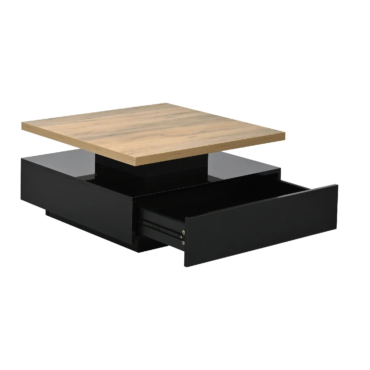 Meilleurs prix pour Table basse en panneau de particules avec plateau rotatif 70x70x36 cm, Noyer