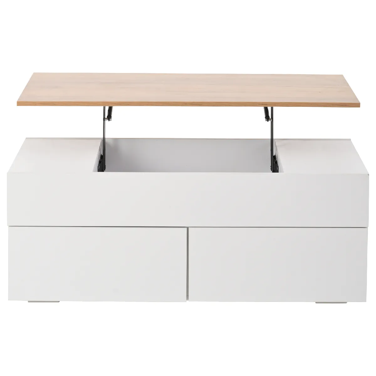 Meilleurs prix pour Table Basse Relevable Moderne 2 Tiroirs Rangement 100x50x40 cm Blanc