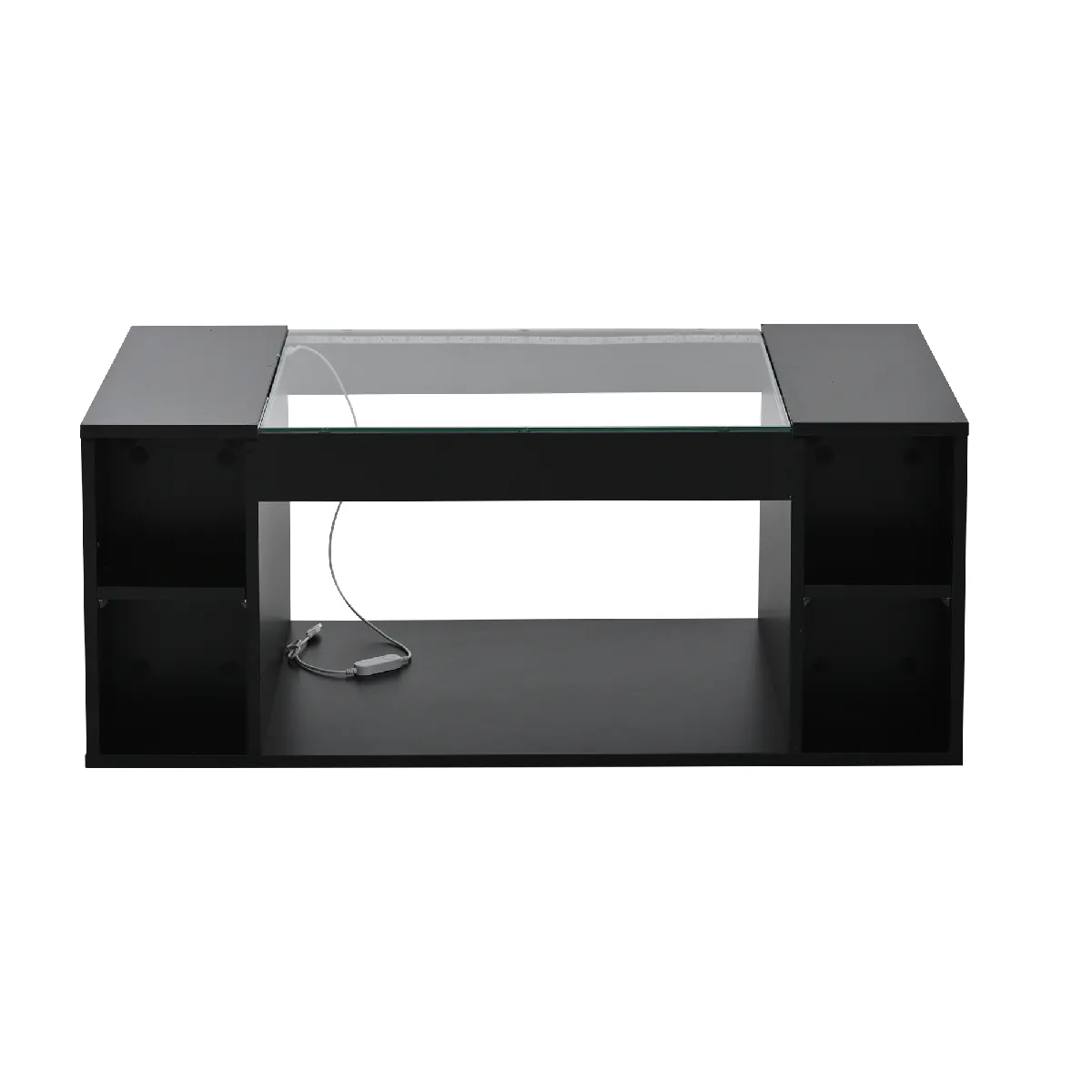 Comparer les prix de Table Basse en MDF+verre avec LED 100x50x40 cm, Noir
