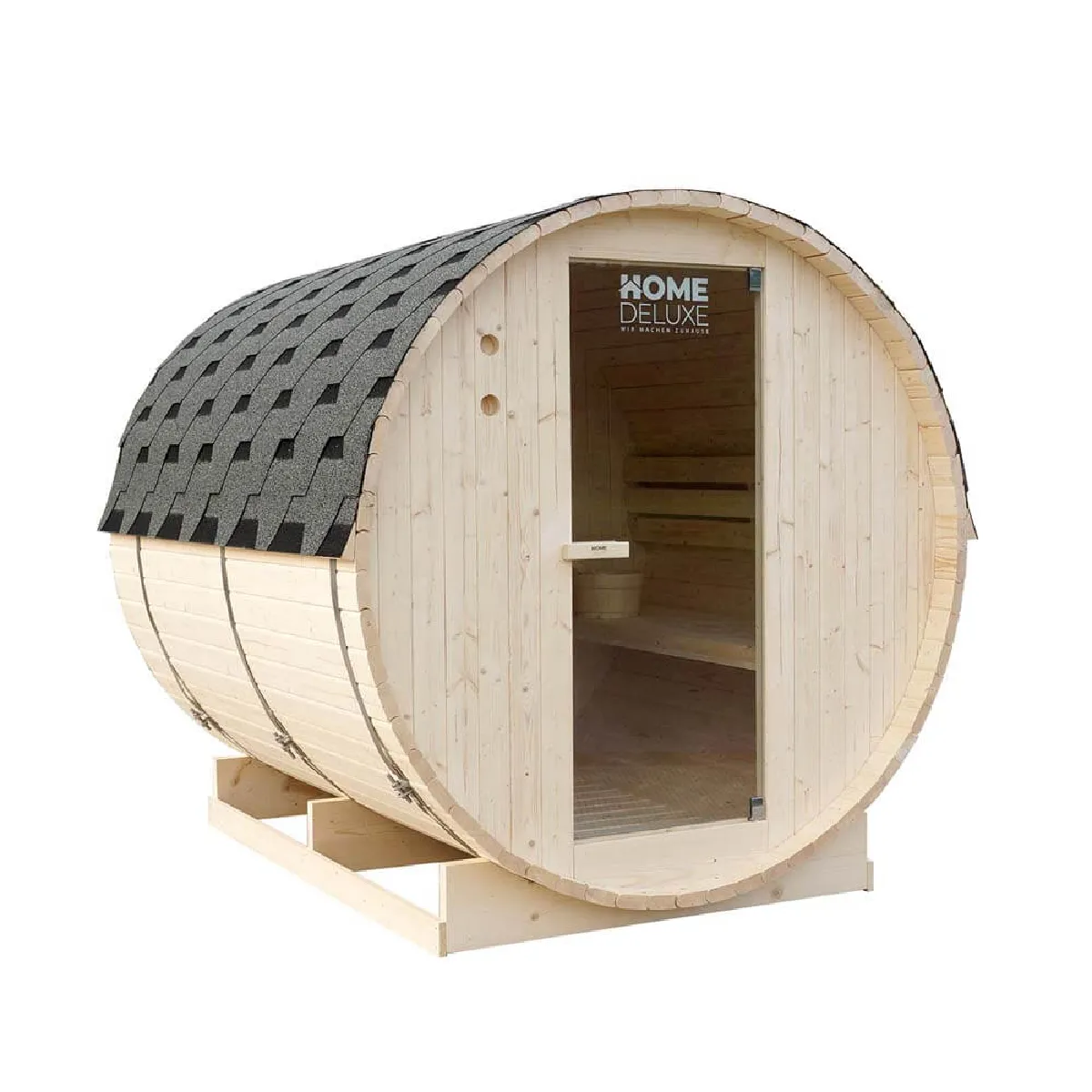 Home Deluxe - Sauna extérieur à tonneau LAHTI XL - 195 x 220 cm pour 4 personnes