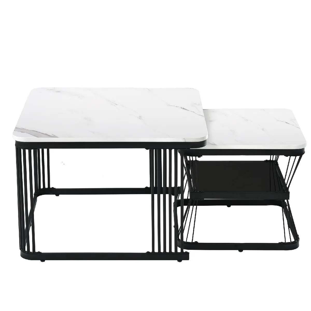 Comparer les prix de Table Basse en MDF avec effet marbre 65x65x45 cm, Blanc