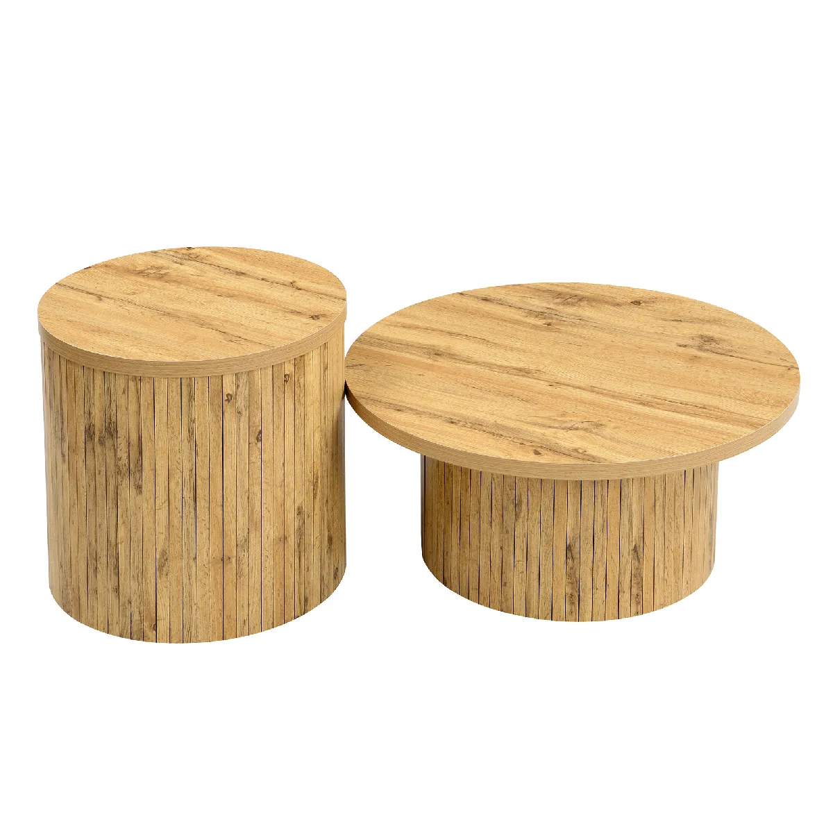 Comparer les prix de Table Basse en MDF avec design modulable 75x75x36 cm, Naturel