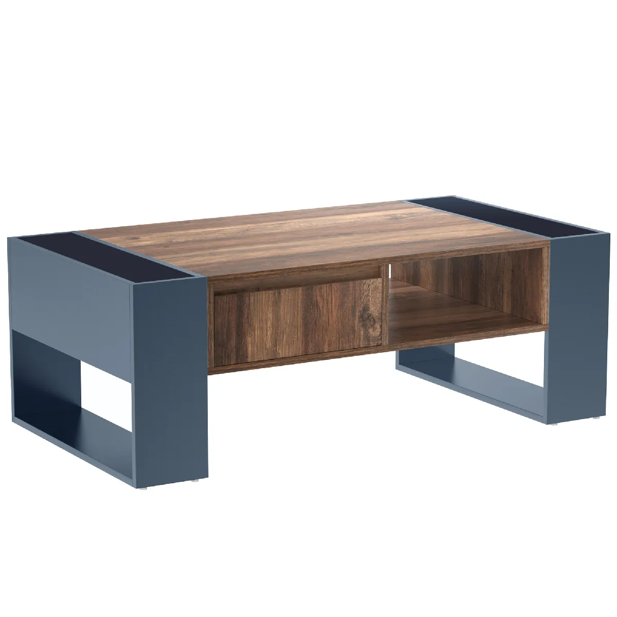 Meilleurs prix pour Table Basse en panneaux de particules avec rangements 111x40x60 cm, Noir+Gris