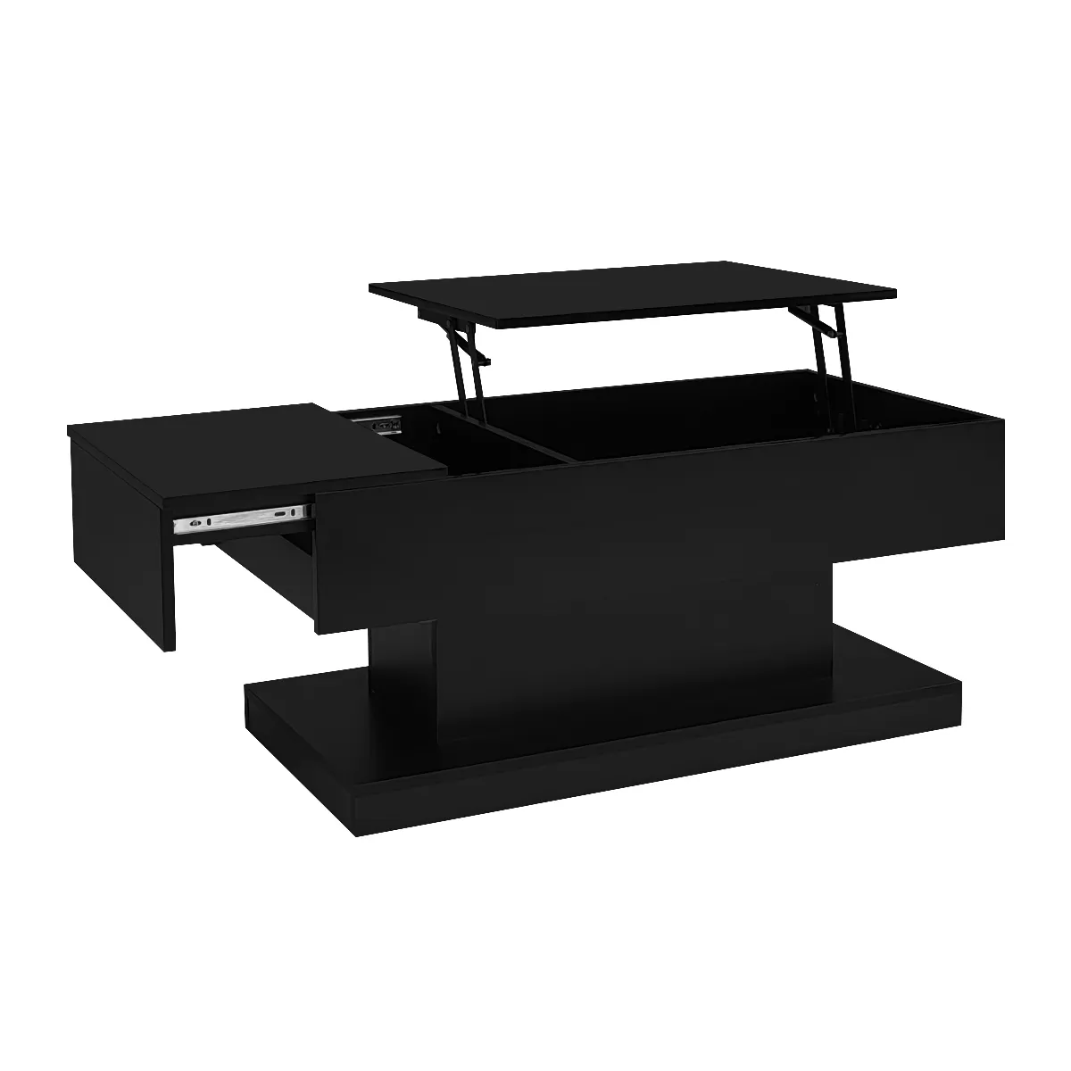 Comparer les prix de Table Basse en panneau de particules avec lift hydraulique 100x50x45 cm, Noir