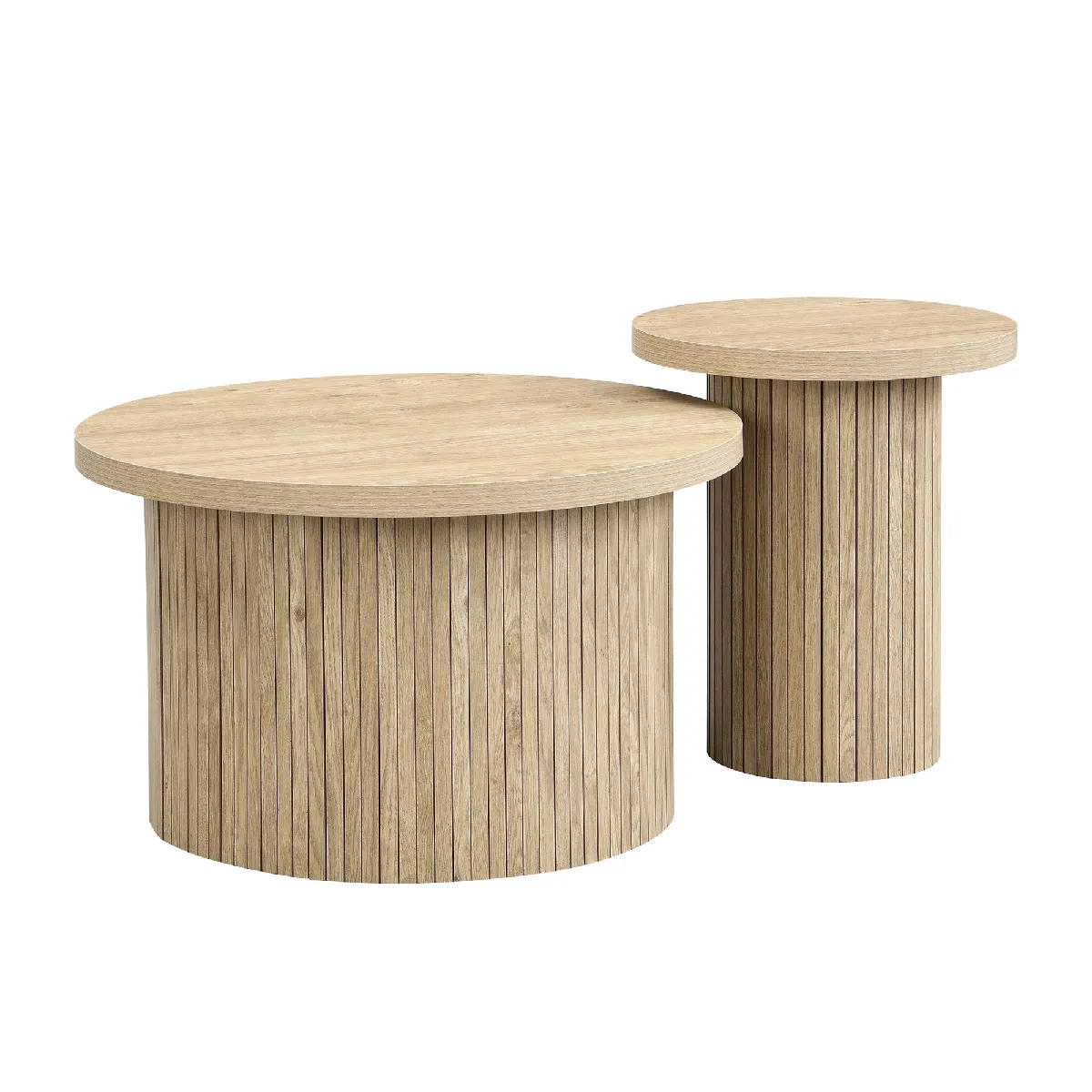 Meilleurs prix pour Set de Tables Basses en MDF avec pieds à lattes 66x40/40x46 cm, Naturel