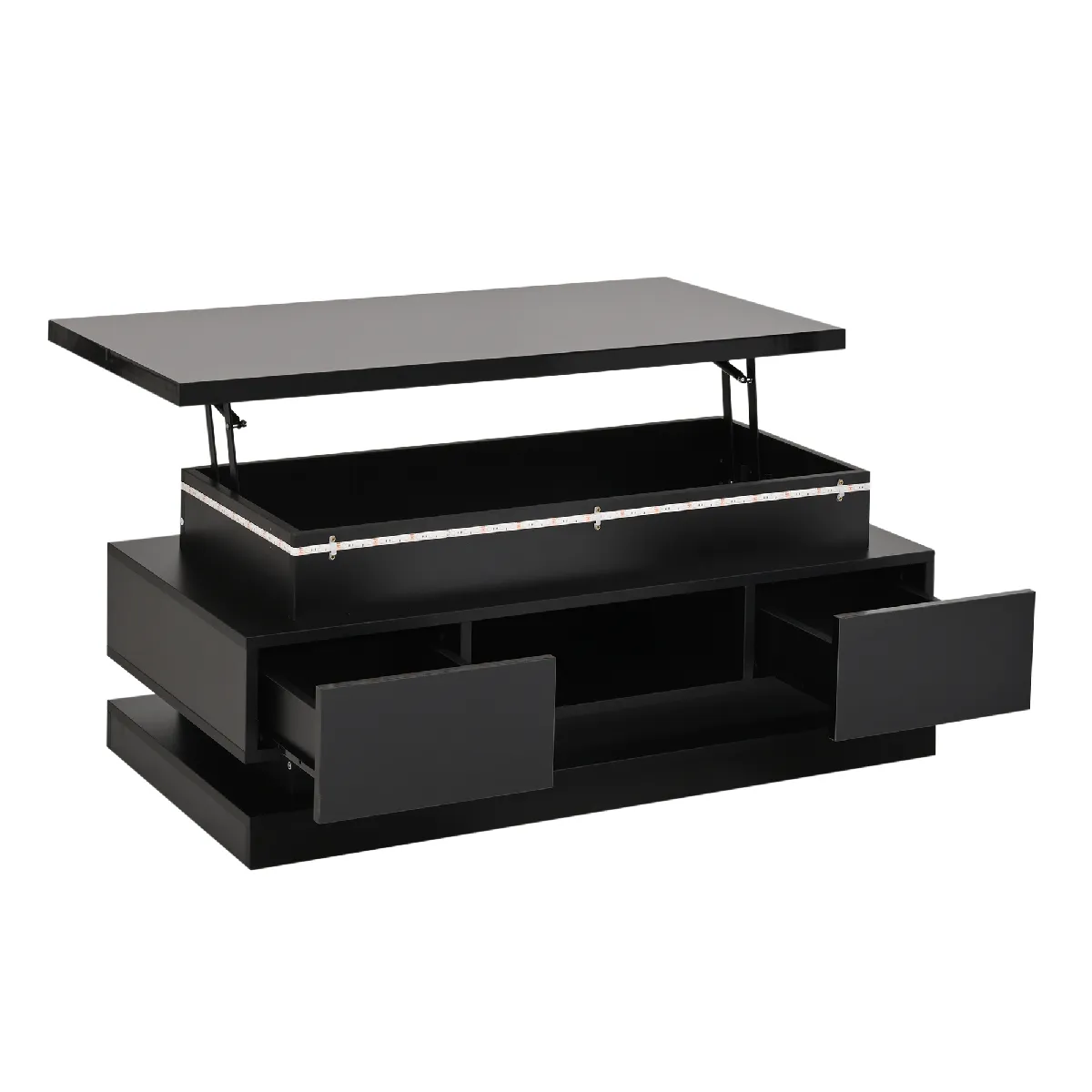 Meilleurs prix pour Table Basse en panneau de particules avec LED 100x50x40 cm, Noir
