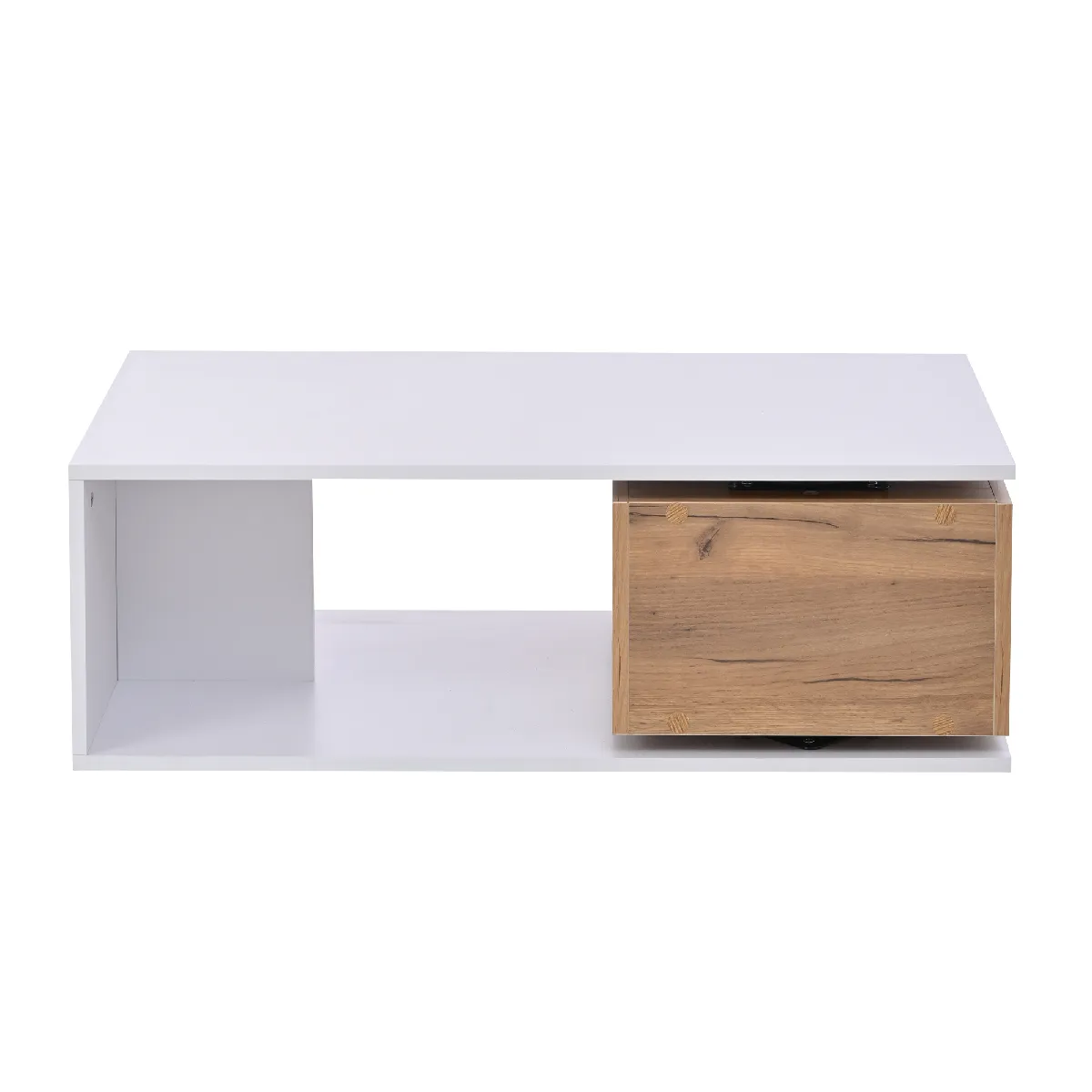 Comparer les prix de Table Basse en MDF avec tiroir rotatif 90x50x30 cm, Blanc