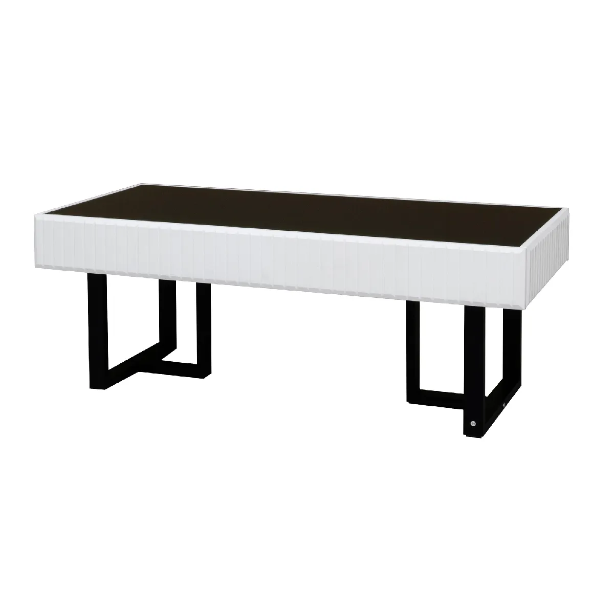 Meilleurs prix pour Table Basse en MDF et panneaux de particules avec plateau brillant 110x50,5x41 cm, Noir/Blanc