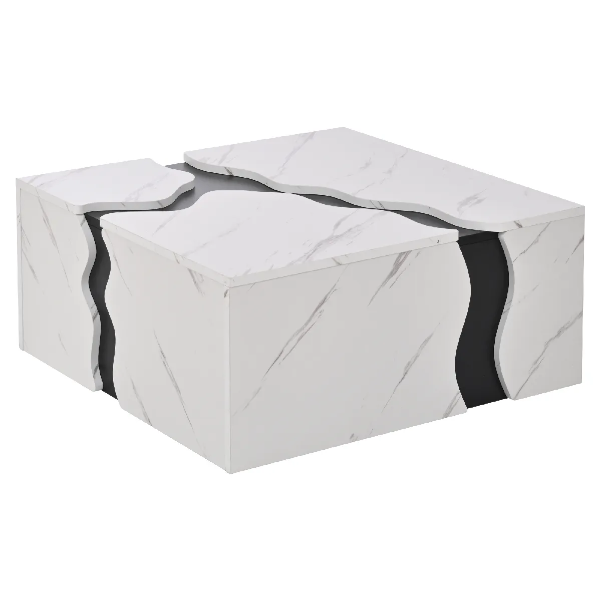 Meilleurs prix pour Table Basse en panneaux de particules avec 1 tiroir 70x70x31 cm, Blanc