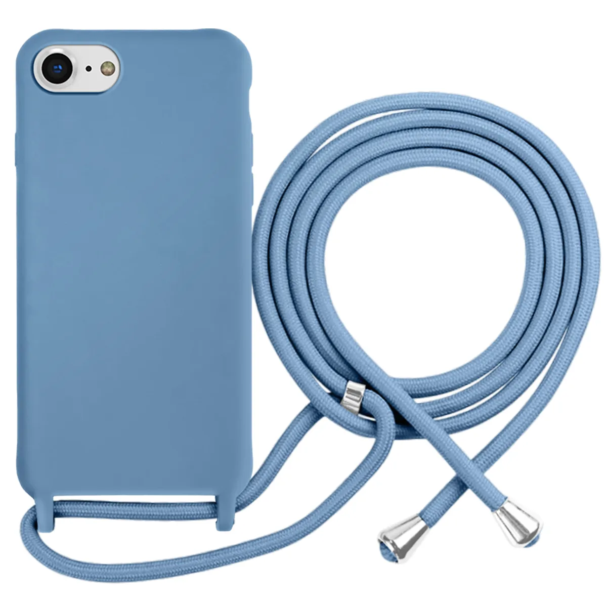 Moxie Bleu Coque Pour Iphone 7 / 8 En Tpu Premium Color Lace Avec Cordon Tour De Cou