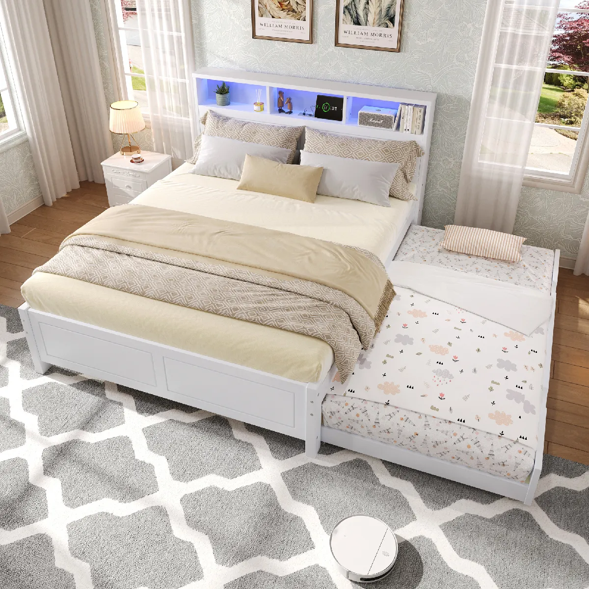 En bois avec prise de chargement - Pin + MDF - Sans Matelas