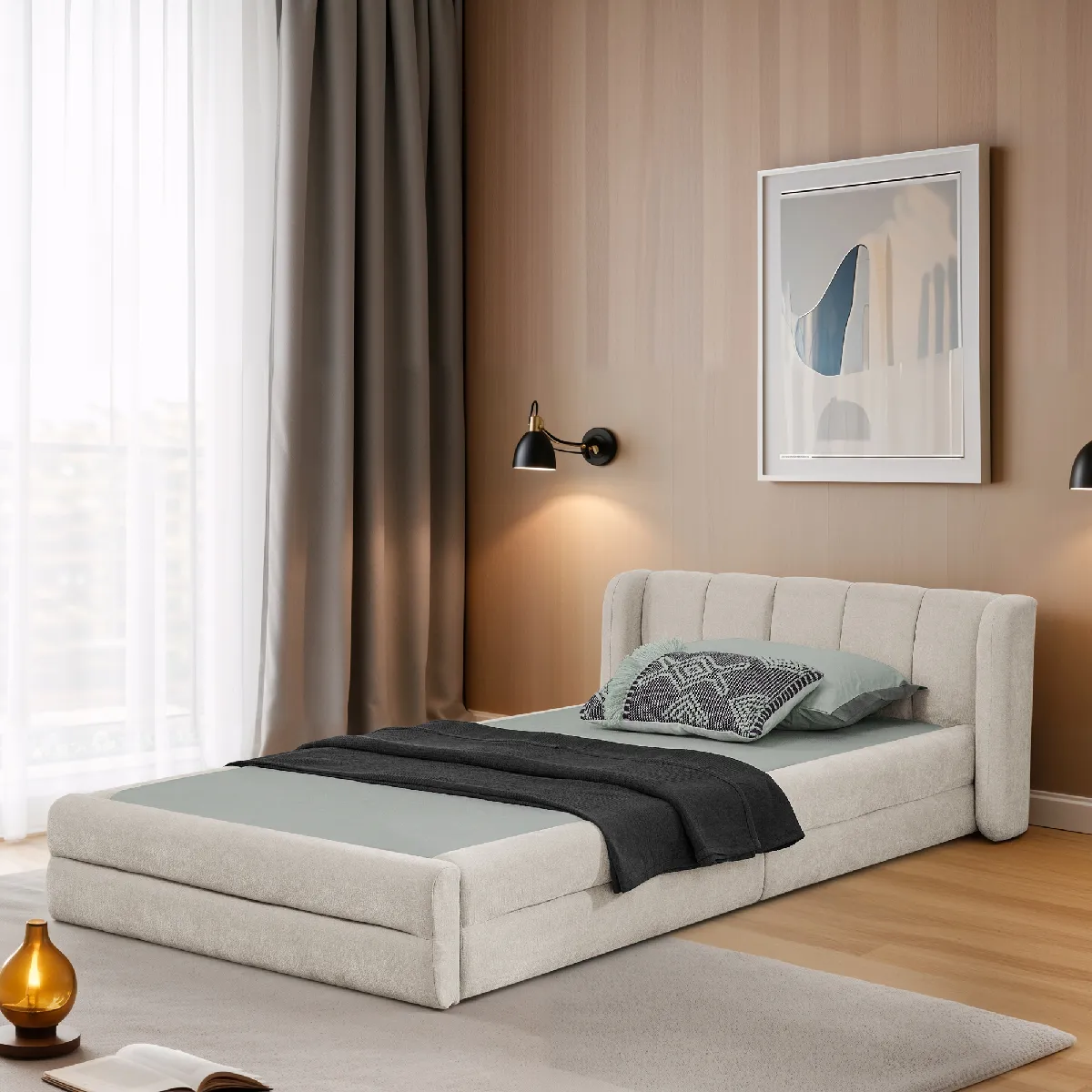 Avec dossier confortable - Matière : Chenille - Sans Matelas